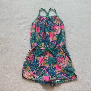 Size 6 Small Cat & Jack tropical print romper, summer romper, sleeveless romper